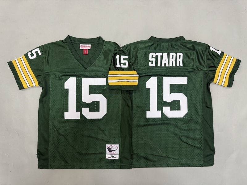 Youth Green Bay Packers #15 Starr Green Throwback Limited Nike NFL Jersey 01->youth nfl jersey->Youth Jersey